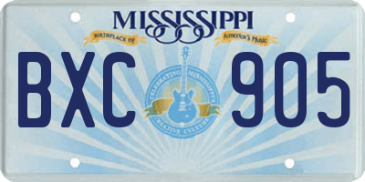 MS license plate BXC905