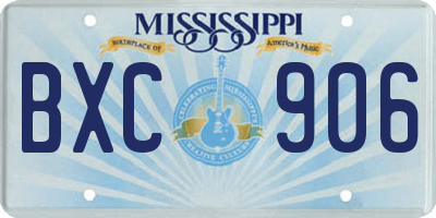 MS license plate BXC906