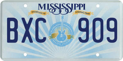 MS license plate BXC909