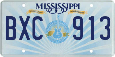 MS license plate BXC913