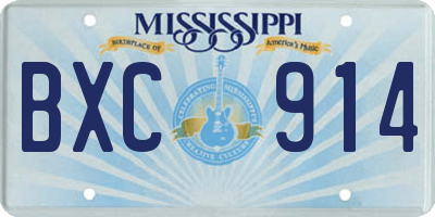 MS license plate BXC914