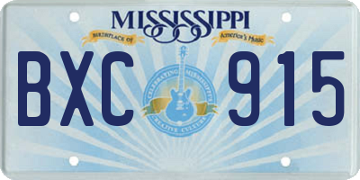 MS license plate BXC915