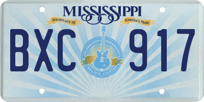 MS license plate BXC917