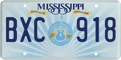 MS license plate BXC918
