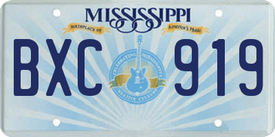 MS license plate BXC919