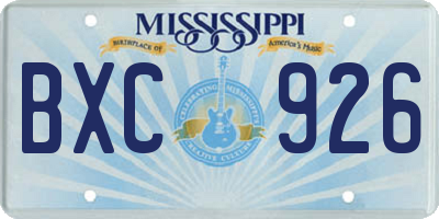 MS license plate BXC926