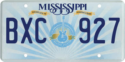 MS license plate BXC927