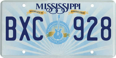 MS license plate BXC928