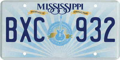 MS license plate BXC932