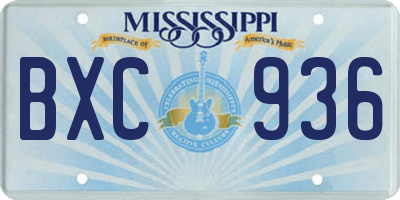 MS license plate BXC936