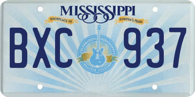 MS license plate BXC937