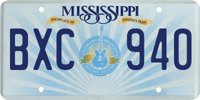 MS license plate BXC940