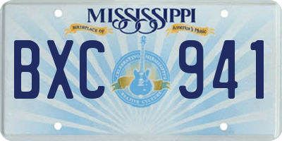 MS license plate BXC941