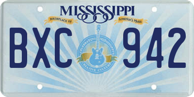 MS license plate BXC942