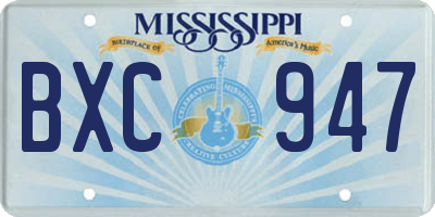 MS license plate BXC947