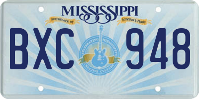 MS license plate BXC948