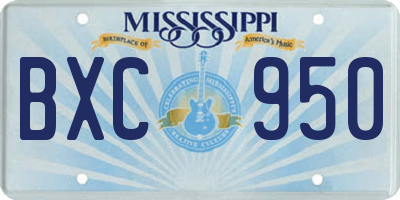 MS license plate BXC950