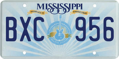 MS license plate BXC956