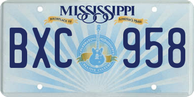 MS license plate BXC958