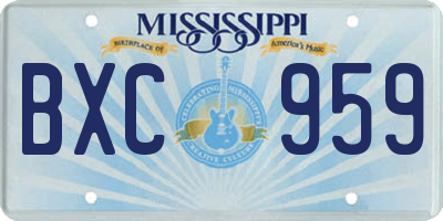 MS license plate BXC959