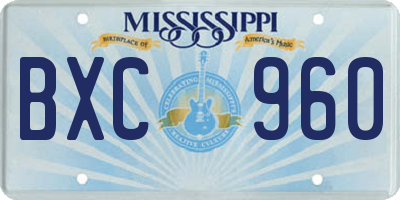 MS license plate BXC960