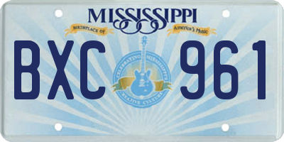 MS license plate BXC961