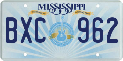 MS license plate BXC962