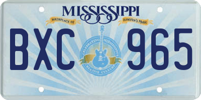 MS license plate BXC965