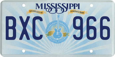 MS license plate BXC966