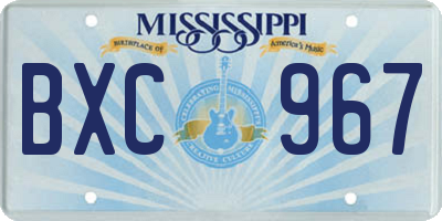 MS license plate BXC967