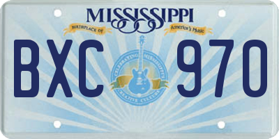 MS license plate BXC970