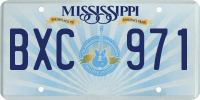 MS license plate BXC971