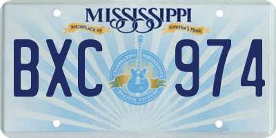 MS license plate BXC974