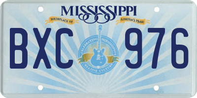 MS license plate BXC976
