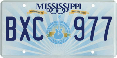 MS license plate BXC977