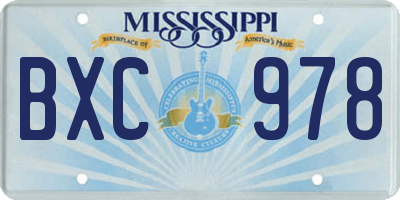 MS license plate BXC978