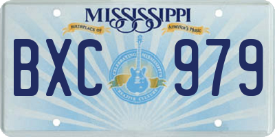 MS license plate BXC979