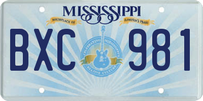 MS license plate BXC981