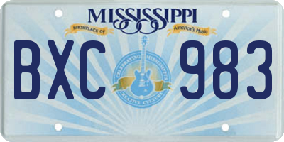 MS license plate BXC983