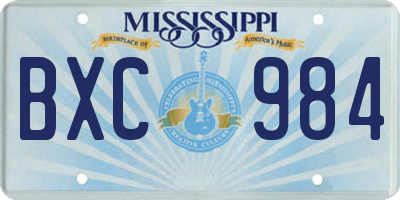 MS license plate BXC984