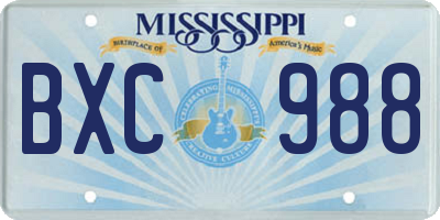 MS license plate BXC988