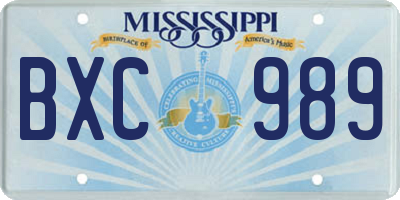 MS license plate BXC989
