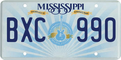 MS license plate BXC990