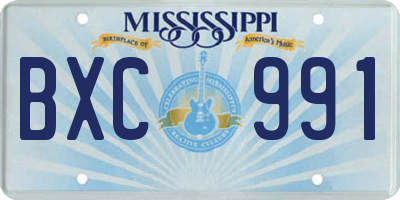 MS license plate BXC991