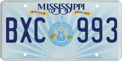 MS license plate BXC993