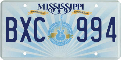 MS license plate BXC994