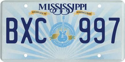 MS license plate BXC997