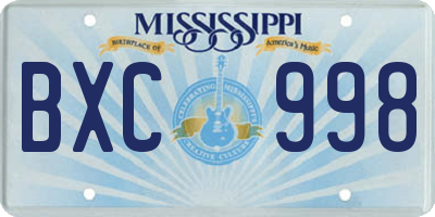 MS license plate BXC998
