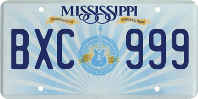 MS license plate BXC999