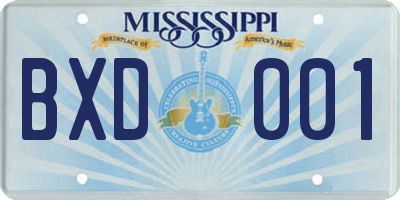 MS license plate BXD001